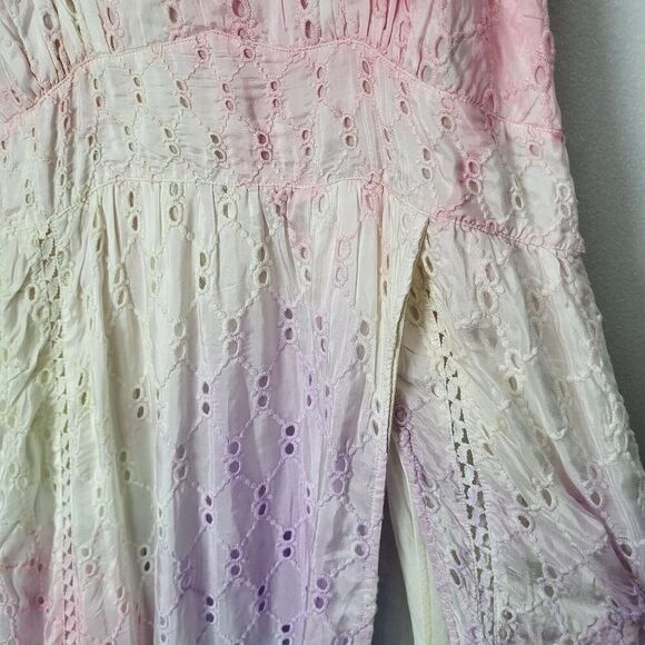 NEW $995 Loveshackfancy Corabella Revolve 100% Silk Tie Dye Ruffled Maxi… - Picture 9 of 16